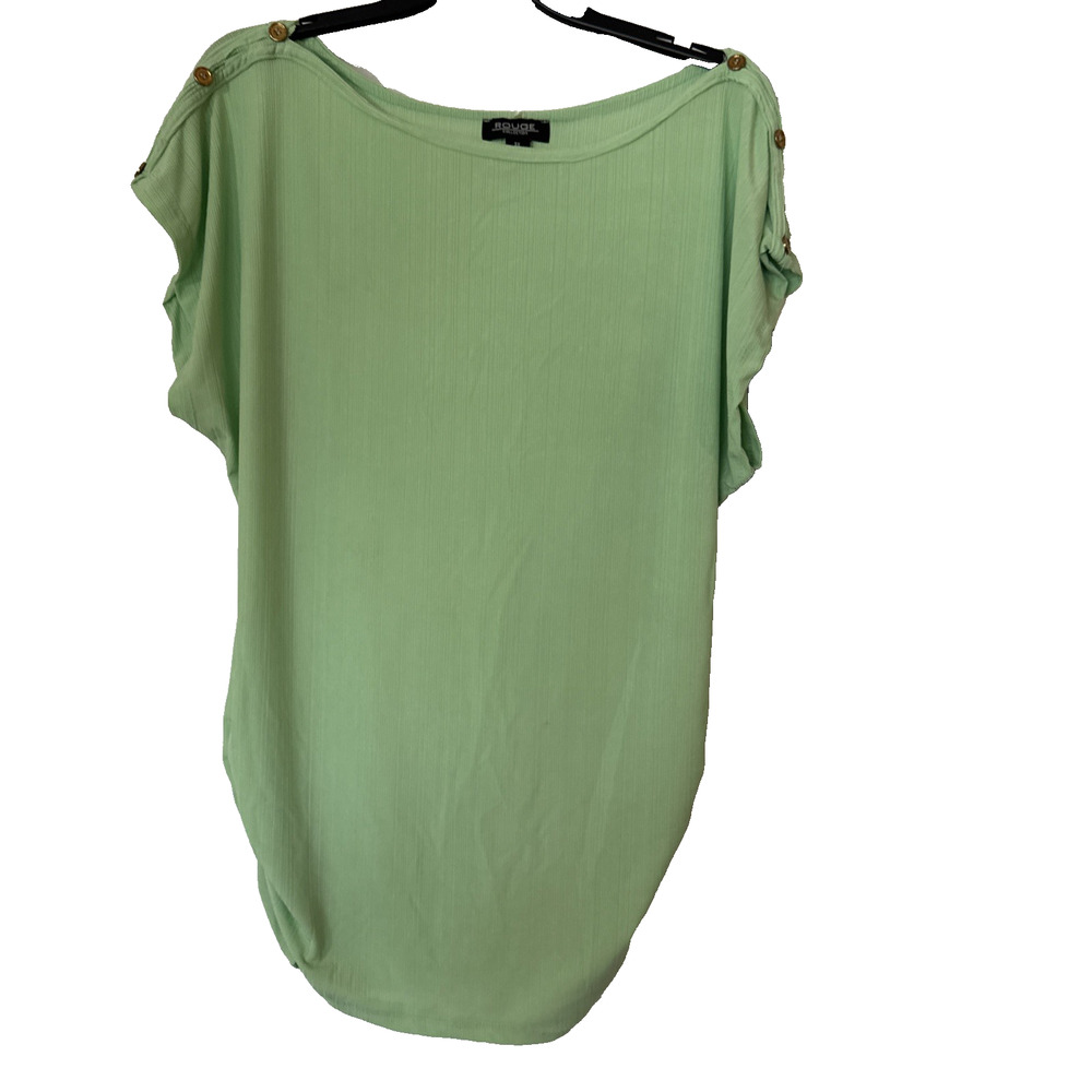 Rogue Womens Short Sleeve Blouse Size 3X Green with Gold Button Accents